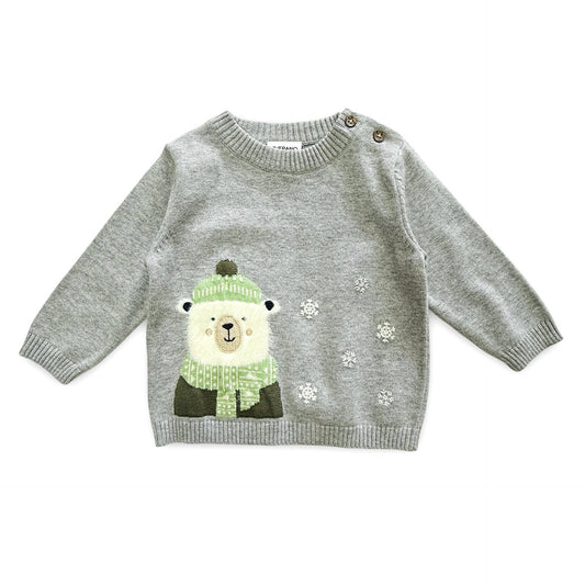 Polar Bear Jacquard Knit Baby Sweater Pullover (Organic)