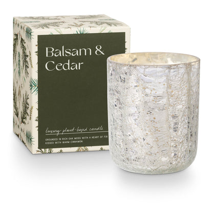 Balsam & Cedar Small Boxed Crackle Glass Candle