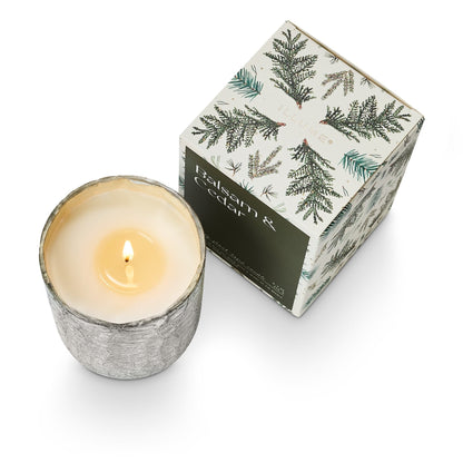 Balsam & Cedar Small Boxed Crackle Glass Candle