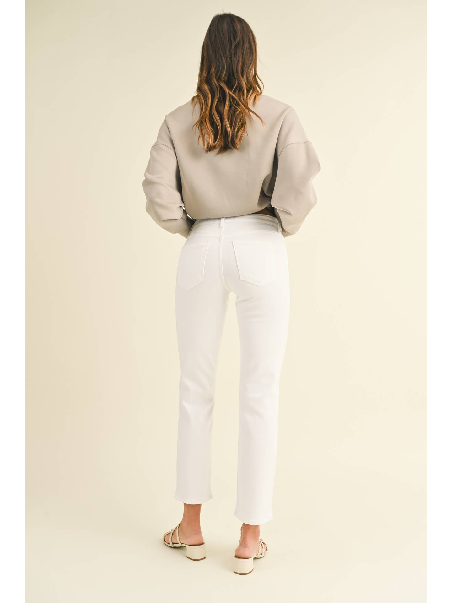 White Mid-Rise Straight Jeans