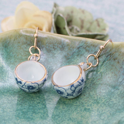 Vintage Ceramic Tea Cup Earrings