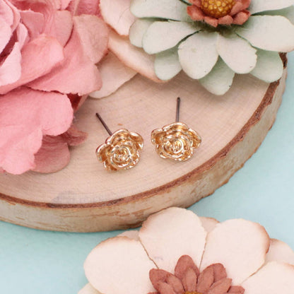 Little Garden Gold Rose Post Earrings