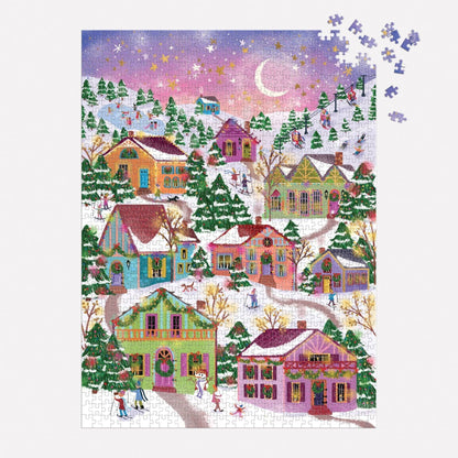Joy Laforme Snowcap Village 1000 Piece Foil Puzzle