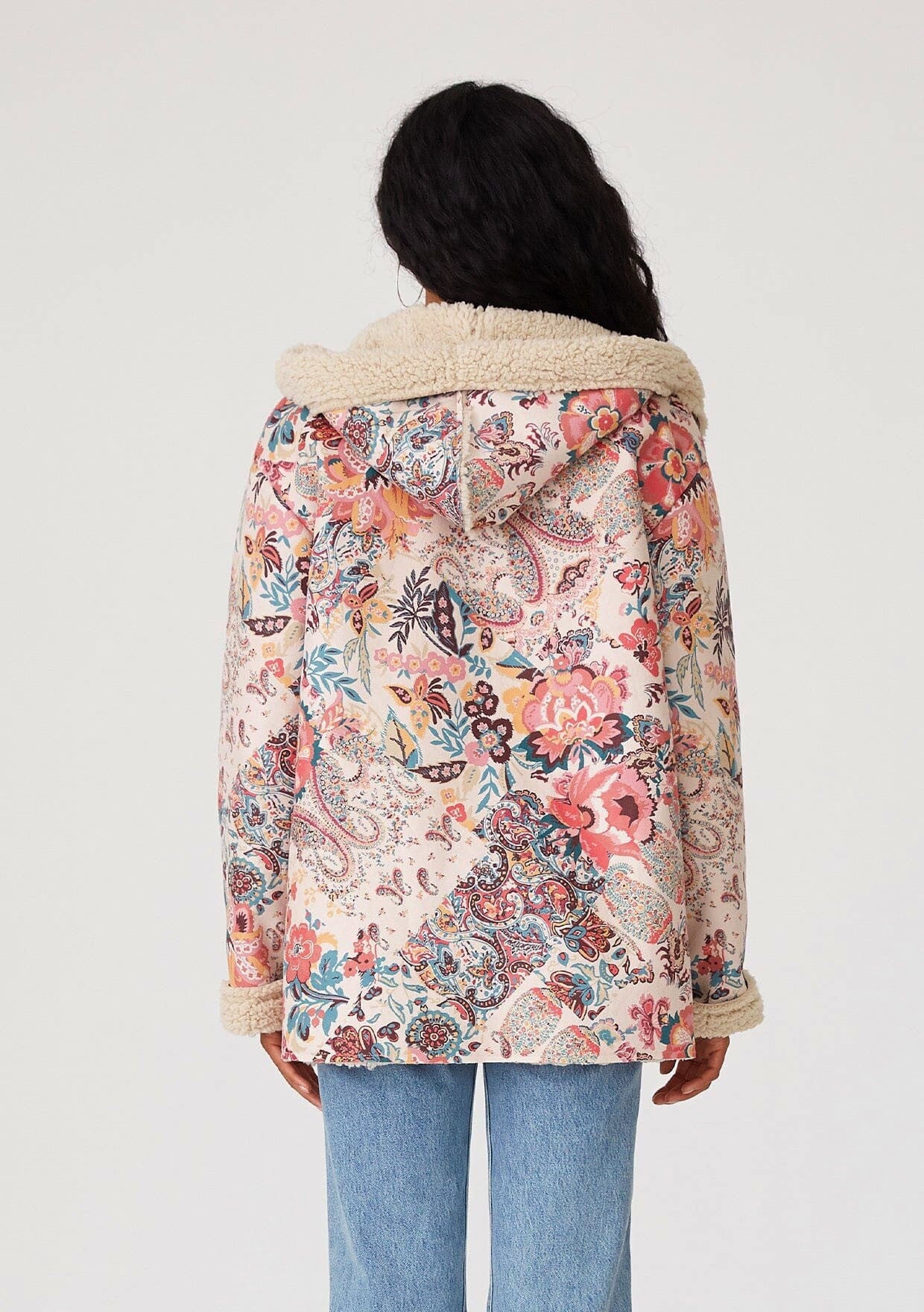 Paisley Floral Print Long Sleeve Hooded Jacket