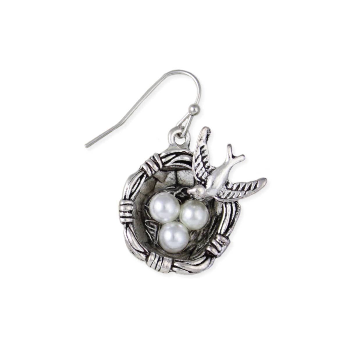 Nesting Bird Silver Earrings