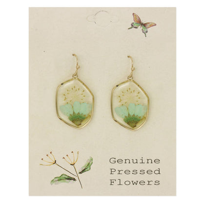 Cottage Floral Green Dried Flower Earrings