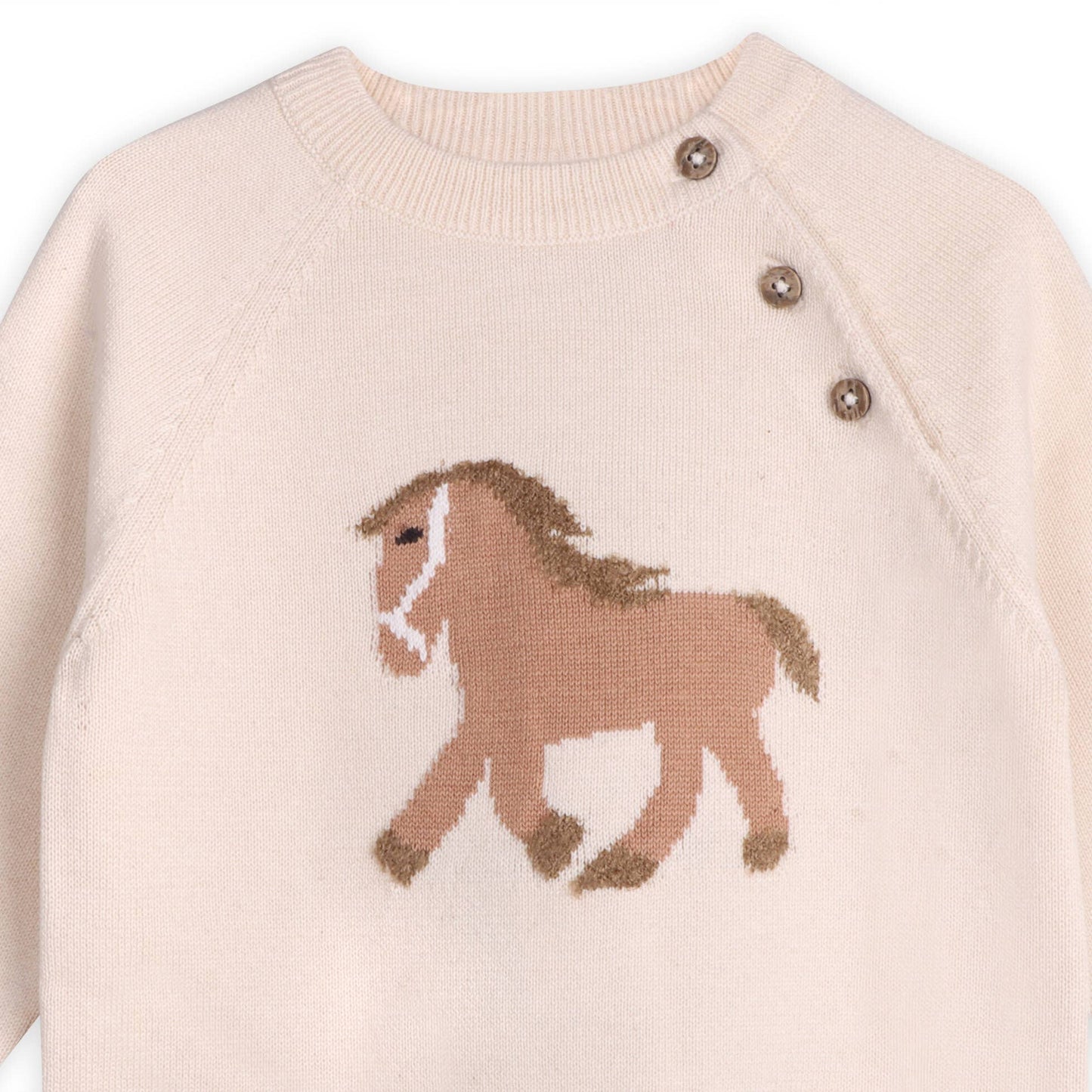 Horse Jacquard Sweater Knit Baby Pullover (Organic Cotton)