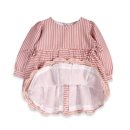 Vivienne Striped Embroidered Baby Dress & Bloomer (Organic)