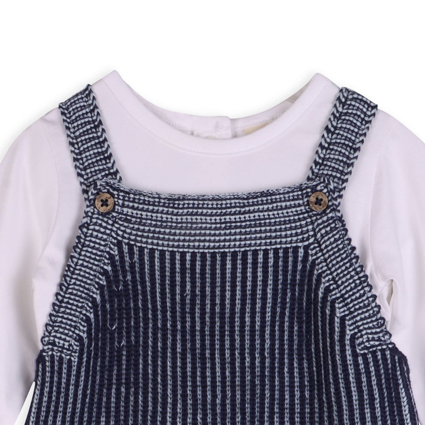Denim Blue Rib Knit Baby Overall Set (Organic Cotton)