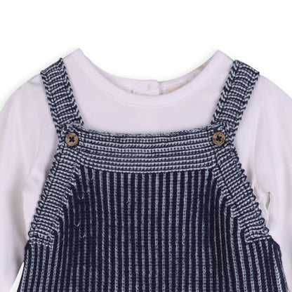 Denim Blue Rib Knit Baby Overall Set (Organic Cotton)