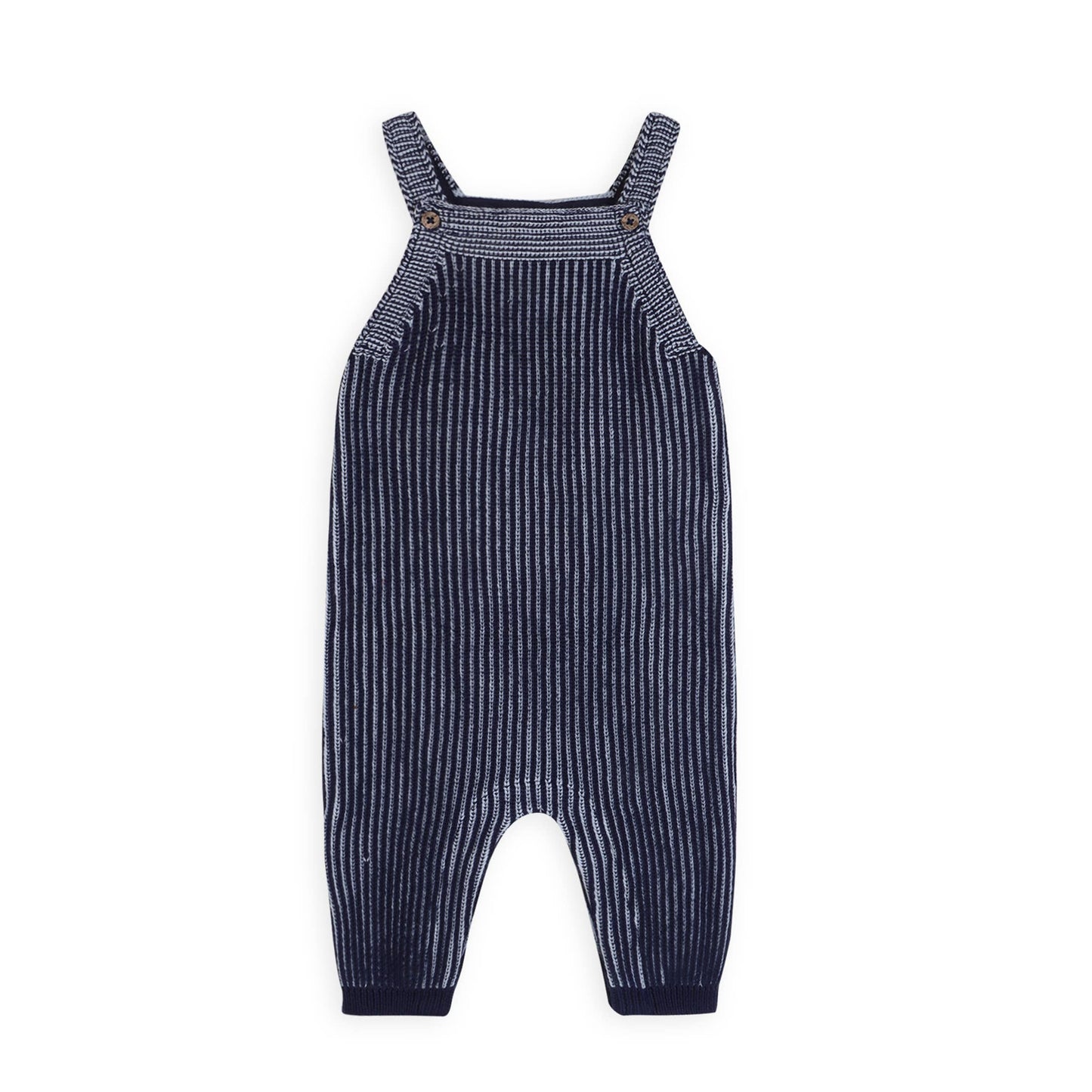 Denim Blue Rib Knit Baby Overall Set (Organic Cotton)