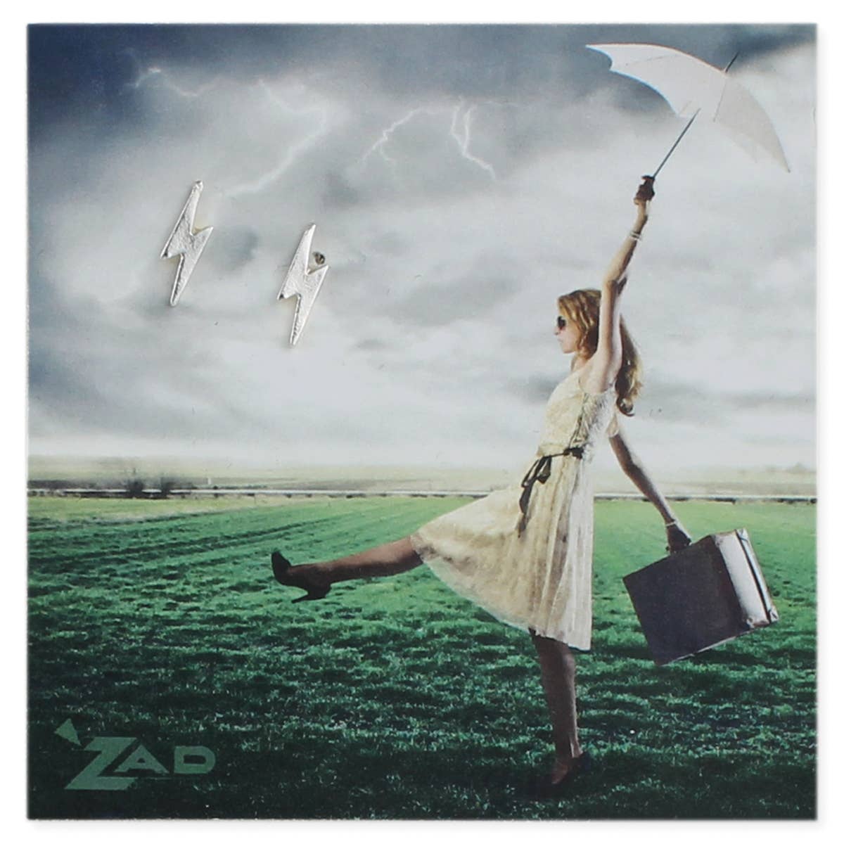 Silver Lightning Bolt Post Earring