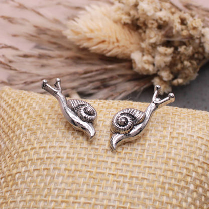 Garden Dweller Silver Snail Post Earrings