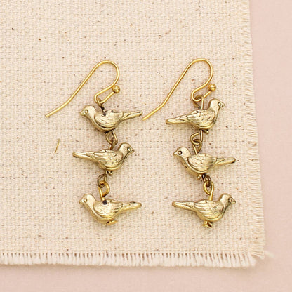 Flock of Birds Gold Linear Earrings