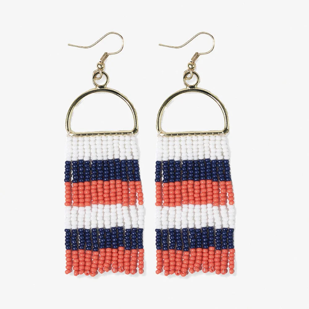 Allison Horizontal Stripe Beaded Fringe Earrings