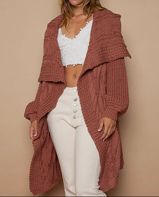 Open Front Cardigan Dusty Cedar