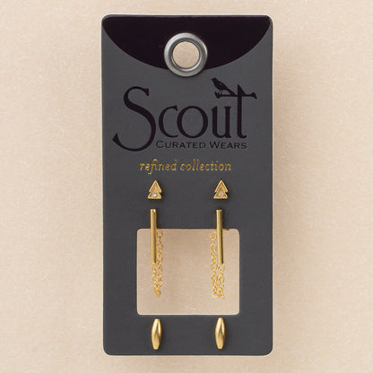 Refined Stud Trio Scout Earrings