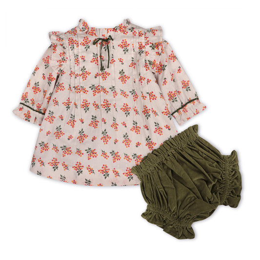 Lucca Floral Baby Dress & Bloomer Set (Organic Cotton)
