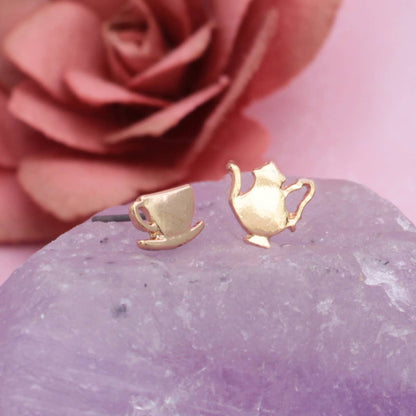 Gold Tea Set Post Earring