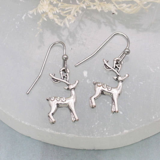 Winter Deer Silver Earrings