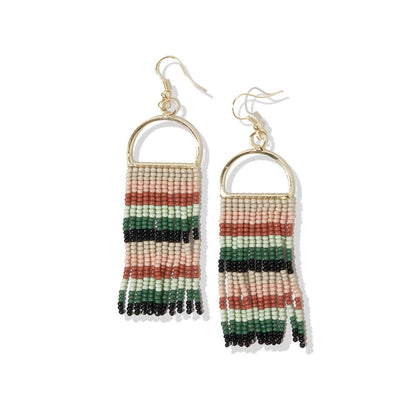 Allison Horizontal Stripe Beaded Fringe Earrings