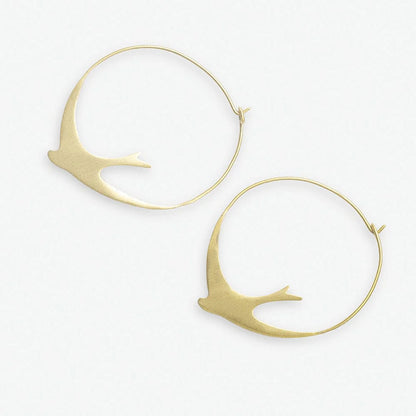 Amelia Circle Bird Hoop Earrings