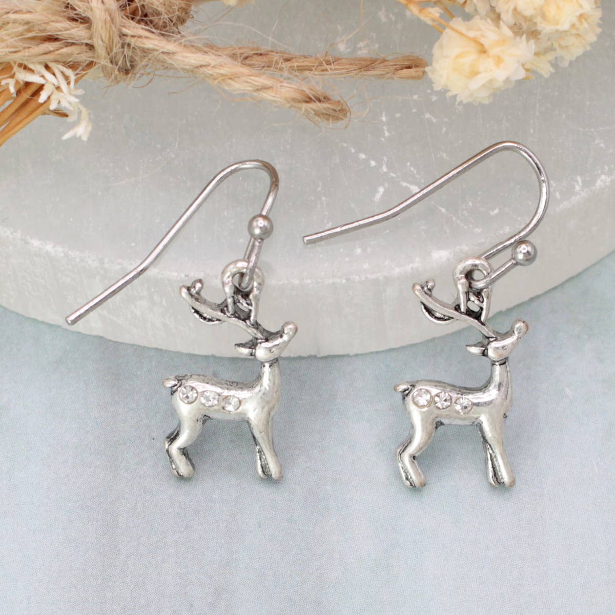 Winter Deer Silver Earrings