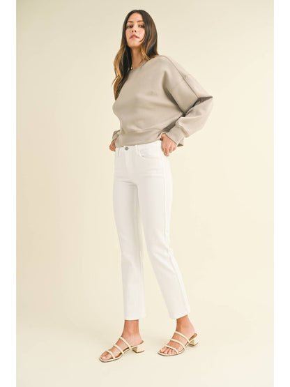 White Mid-Rise Straight Jeans