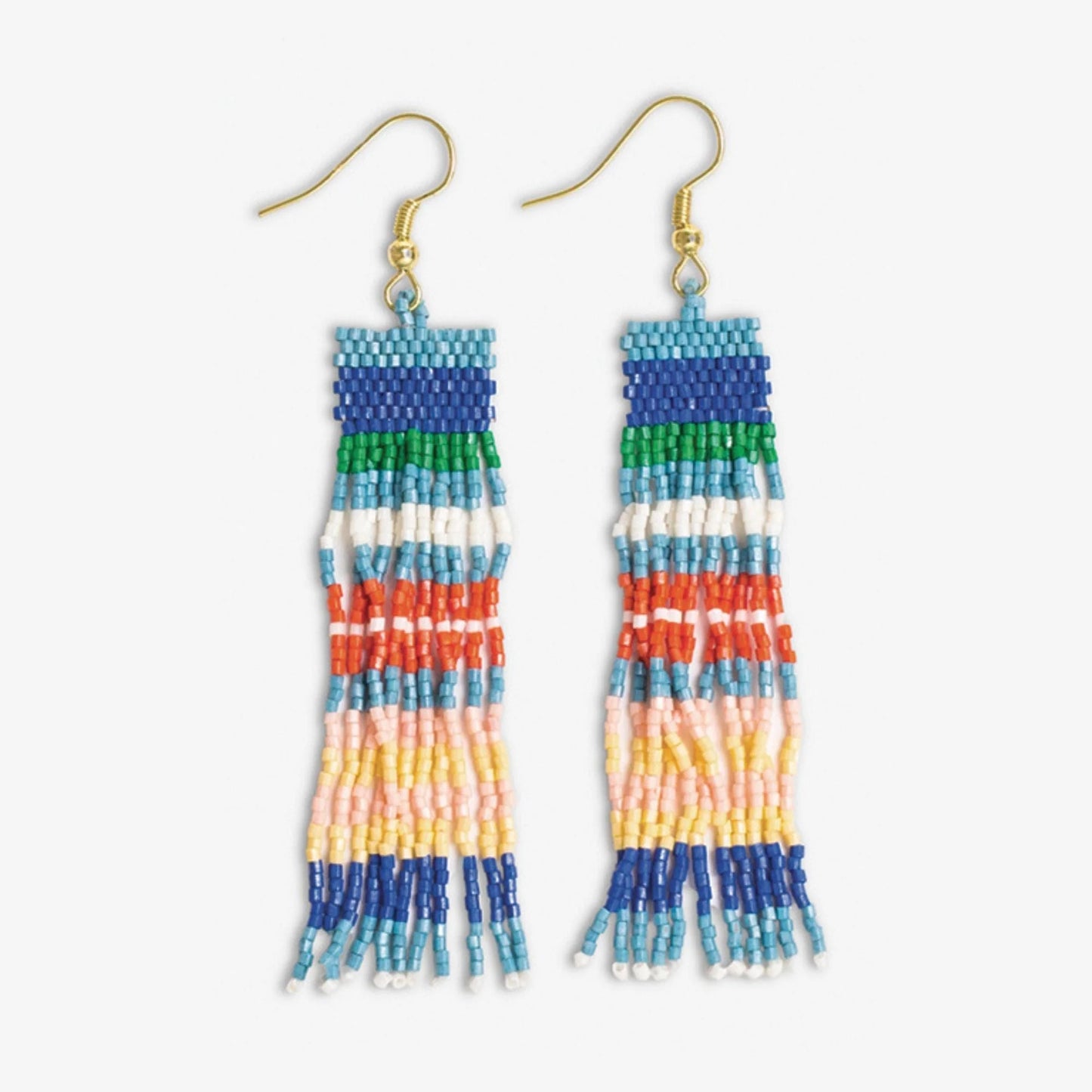 Billie Mixed Horizontal Stripes Beaded Fringe Earrings