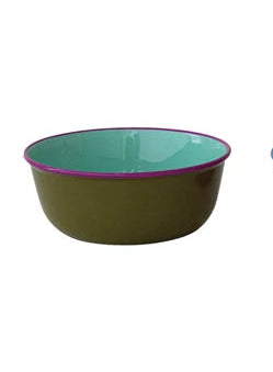Enameled Stainless Steel Bowl with Colored Edge