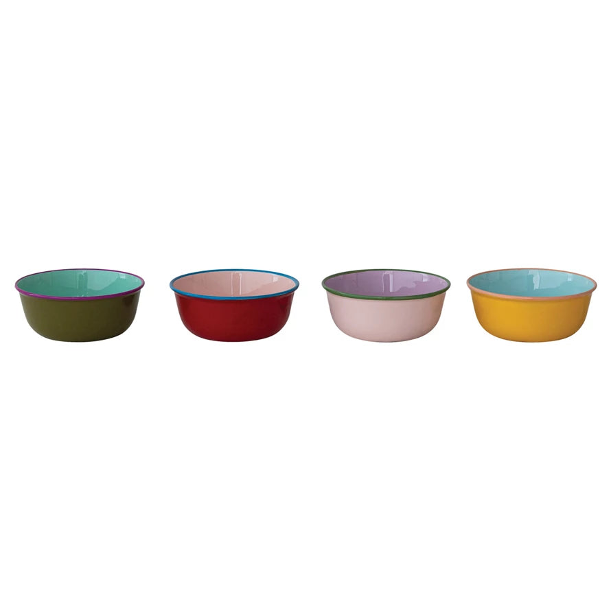 Enameled Stainless Steel Bowl with Colored Edge