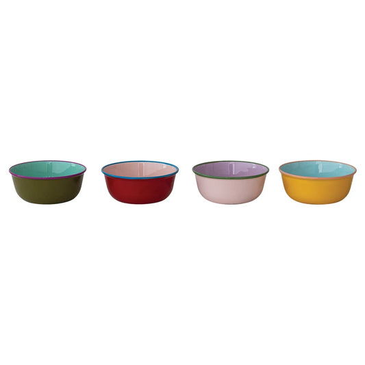 Enameled Stainless Steel Bowl with Colored Edge