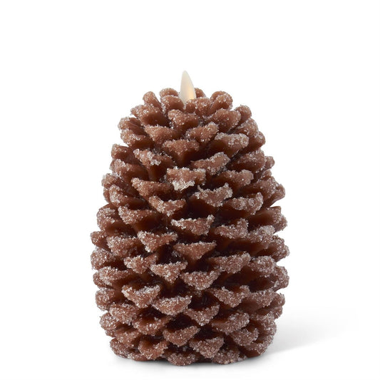 Brown Wax Snowy Pinecone Luminara