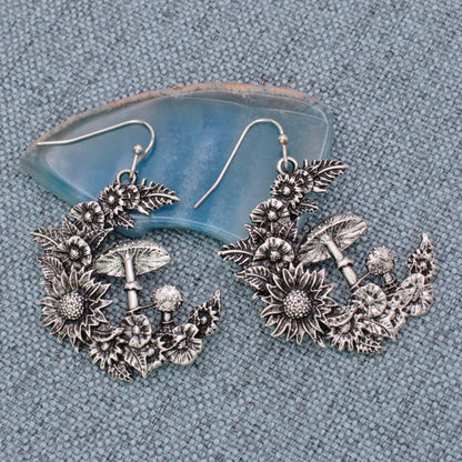 Mystic Mushroom Flower Moon Earrings