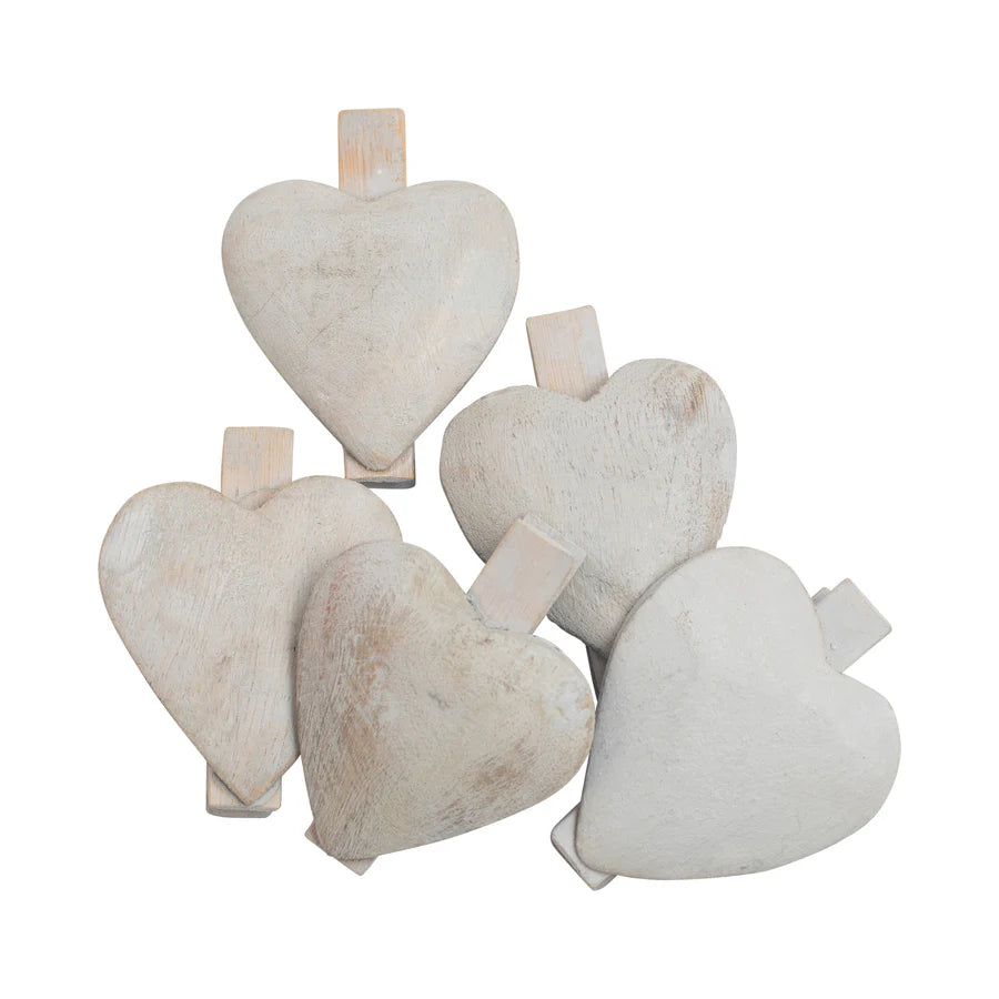 Wooden Heart Clips