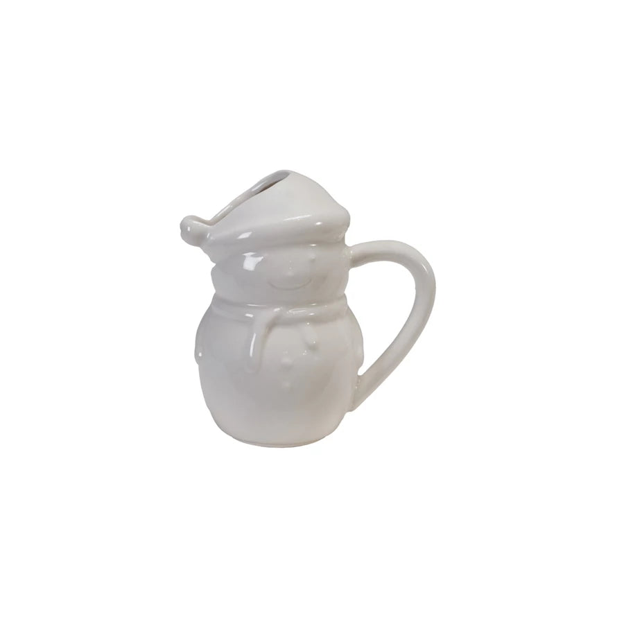 Stoneware Snowman Shaped Creamer, White 4 oz.
