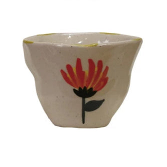 Hand-Painted Stoneware Cup/Bowl with Flower Image, 4 Styles, 6 oz.