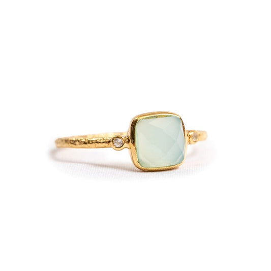 Gold Plated Square Chalcedony Ring