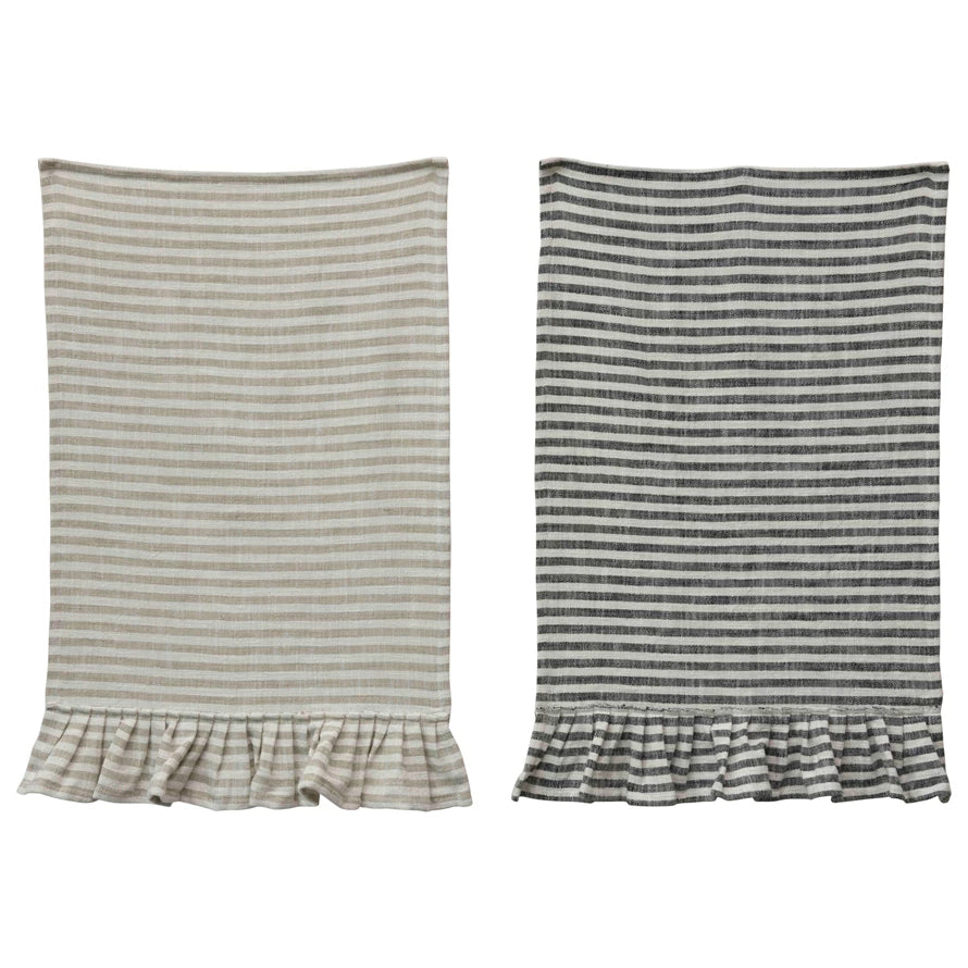 Cotton Stripe Towel w Ruffle