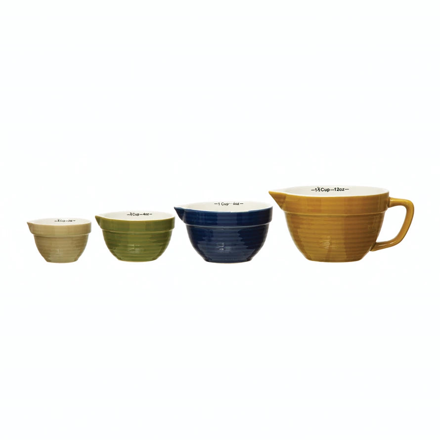 Stoneware Batter Bowl Measuring Cups, 4 Colors, Set of 4