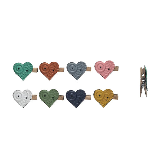Embossed Metal Heart Clip, 8 Colors