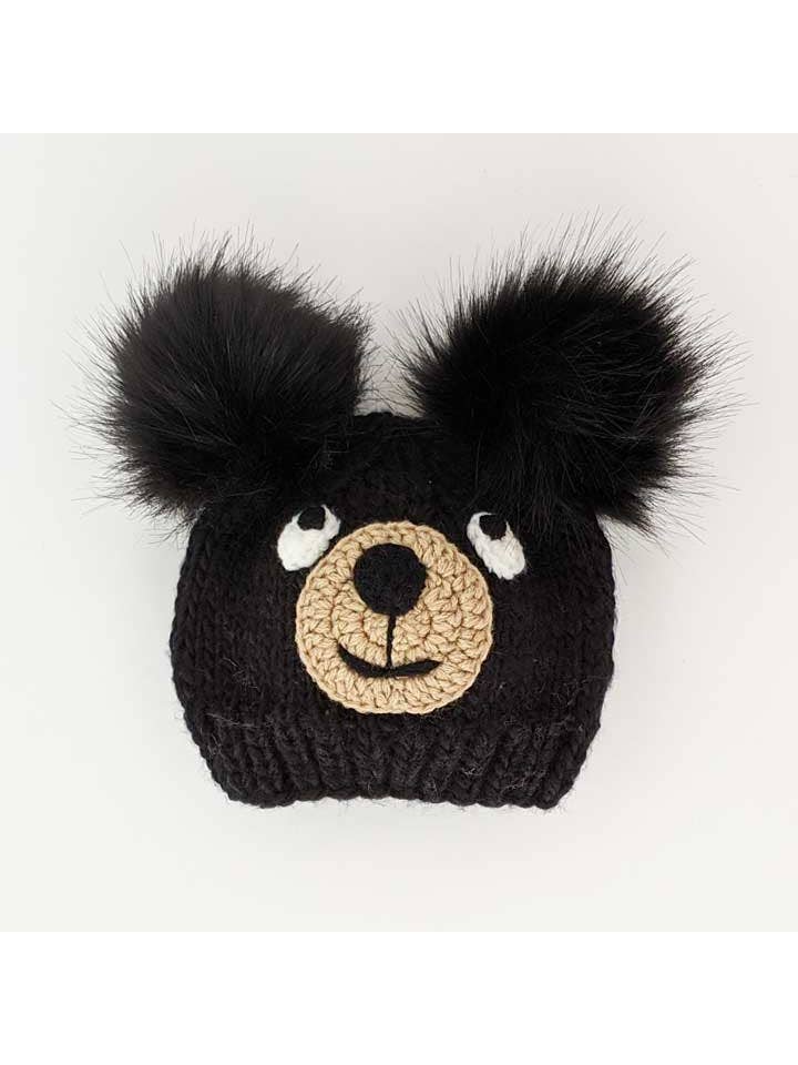Black Bear Knit Beanie Hat
