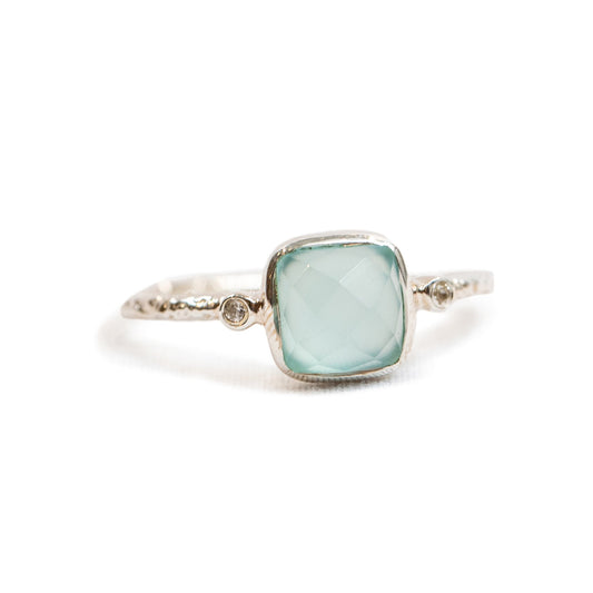 Silver Square Chalcedony Ring