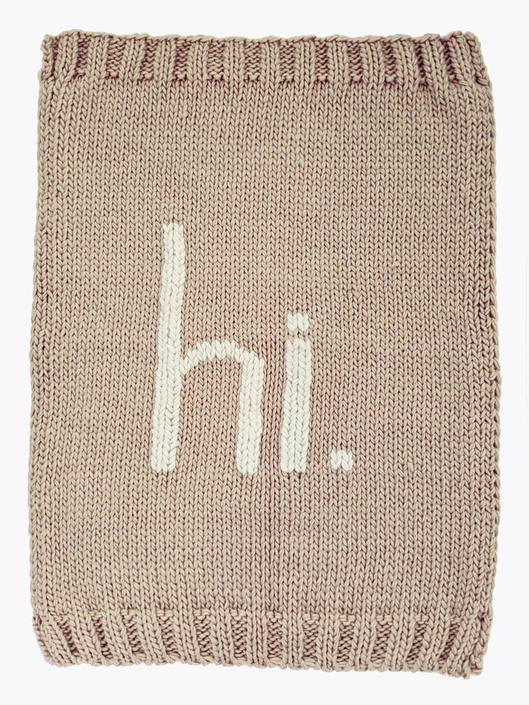 "hi" Hand Knit Blanket Pebble