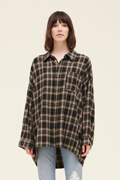 Small Plaid Oversized Shirt, Forest