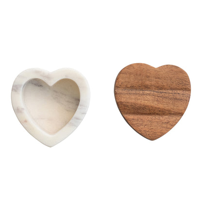 Marble Heart w/ Wood Lid