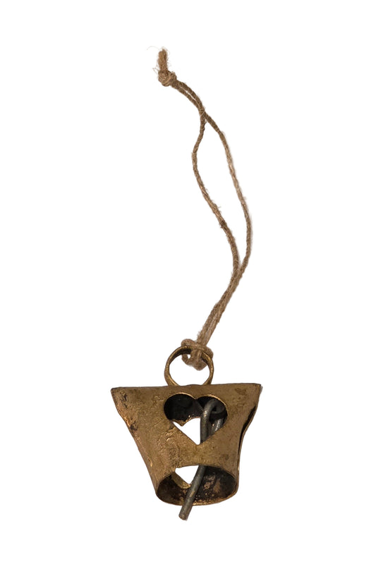 Metal Bell Ornament w/ Cutout Hearts