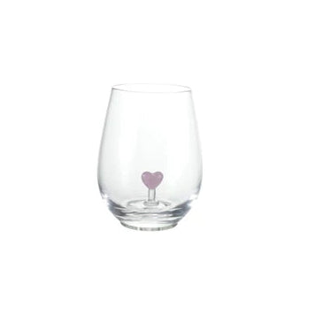 Stemless Wine Glass with Hand-Blown Heart Inside, 18 oz.
