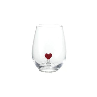 Stemless Wine Glass with Hand-Blown Heart Inside, 18 oz.