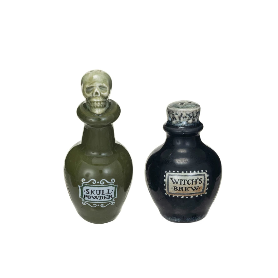 Stoneware Potion Bottle Salt & Pepper Shakers, Set of 2